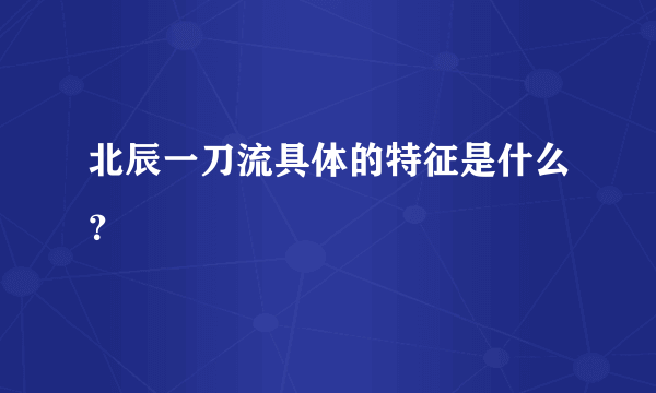 北辰一刀流具体的特征是什么？