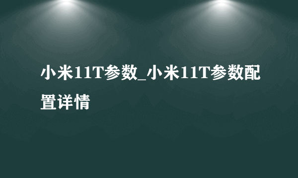 小米11T参数_小米11T参数配置详情