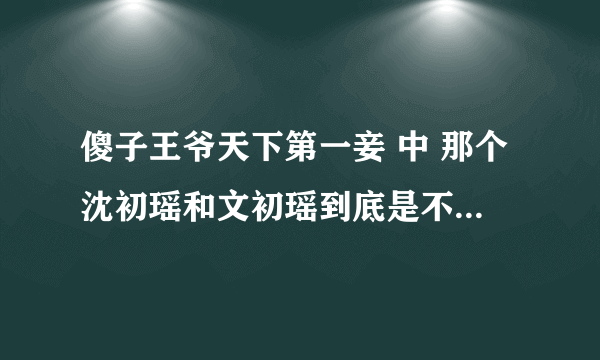 傻子王爷天下第一妾 中 那个沈初瑶和文初瑶到底是不是同一个人？