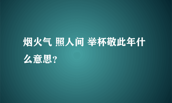 烟火气 照人间 举杯敬此年什么意思？