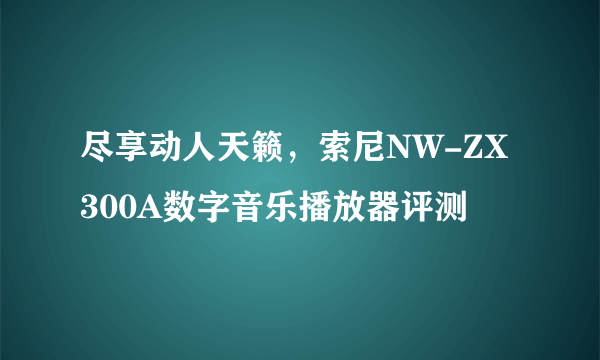 尽享动人天籁，索尼NW-ZX300A数字音乐播放器评测