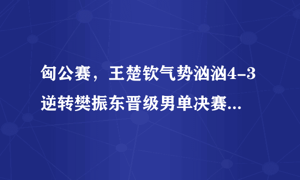 匈公赛，王楚钦气势汹汹4-3逆转樊振东晋级男单决赛，赛后怒吼庆祝。你怎么看？