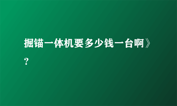 掘锚一体机要多少钱一台啊》？