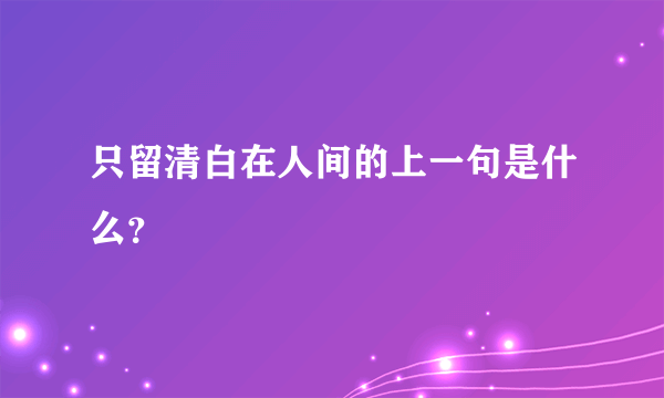 只留清白在人间的上一句是什么？