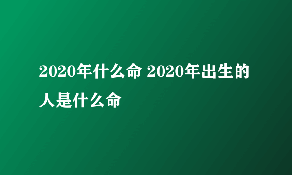 2020年什么命 2020年出生的人是什么命