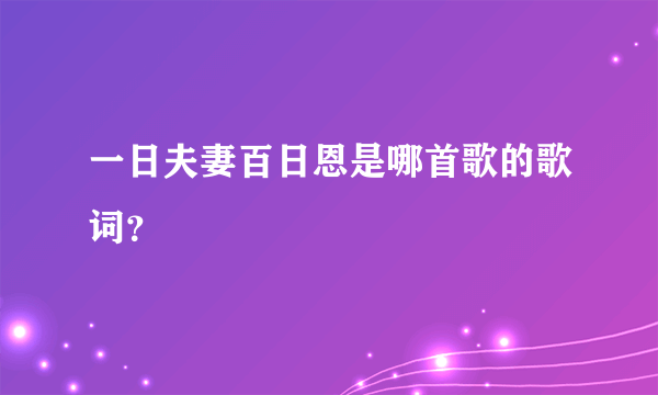 一日夫妻百日恩是哪首歌的歌词？