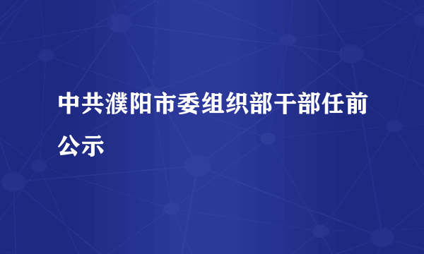 中共濮阳市委组织部干部任前公示