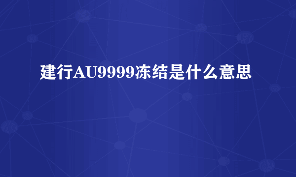 建行AU9999冻结是什么意思