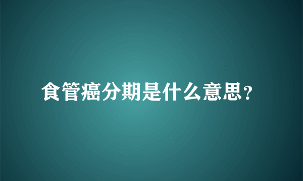 食管癌分期是什么意思？