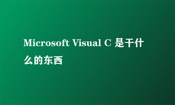 Microsoft Visual C 是干什么的东西