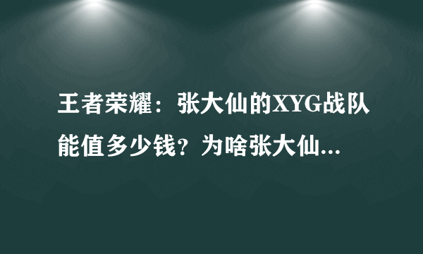 王者荣耀：张大仙的XYG战队能值多少钱？为啥张大仙不像久哲一样卖队员？