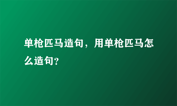 单枪匹马造句，用单枪匹马怎么造句？