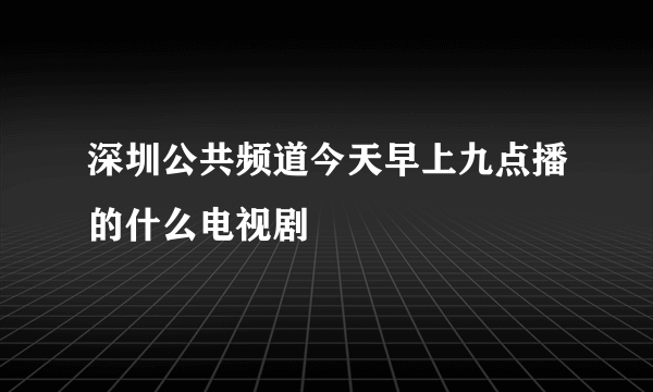 深圳公共频道今天早上九点播的什么电视剧