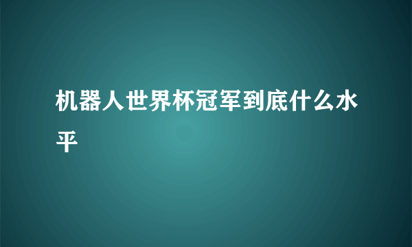 机器人世界杯冠军到底什么水平