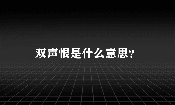 双声恨是什么意思？