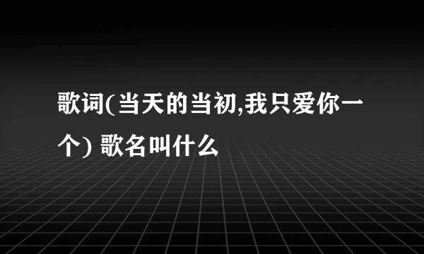 歌词(当天的当初,我只爱你一个) 歌名叫什么