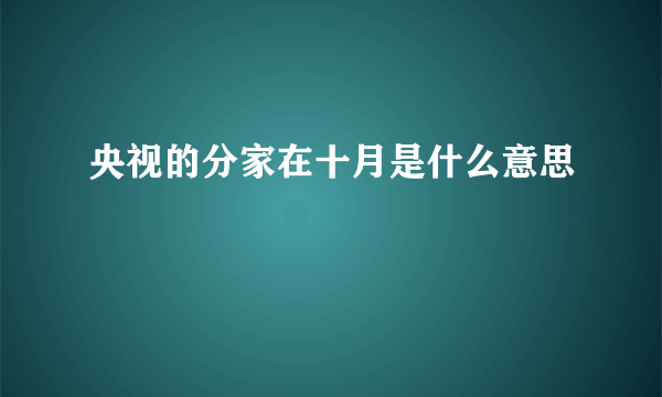 央视的分家在十月是什么意思