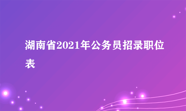 湖南省2021年公务员招录职位表