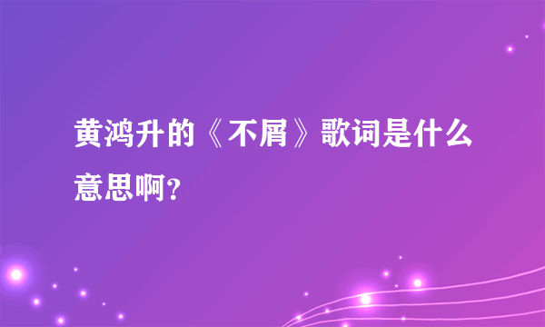 黄鸿升的《不屑》歌词是什么意思啊？