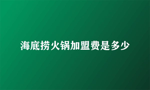 海底捞火锅加盟费是多少