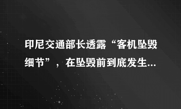 印尼交通部长透露“客机坠毁细节”，在坠毁前到底发生了什么？