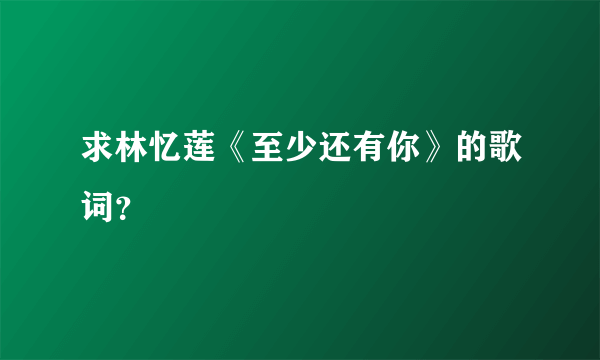 求林忆莲《至少还有你》的歌词？