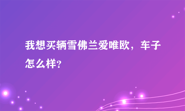 我想买辆雪佛兰爱唯欧，车子怎么样？