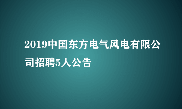 2019中国东方电气风电有限公司招聘5人公告