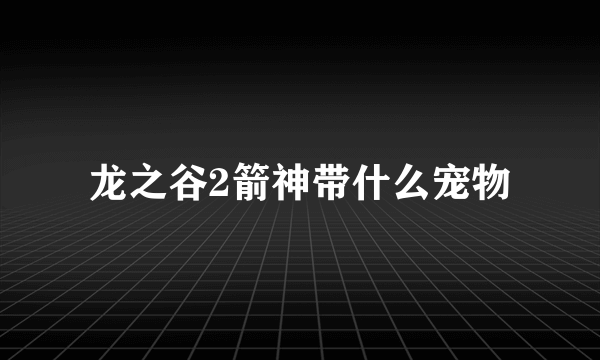 龙之谷2箭神带什么宠物