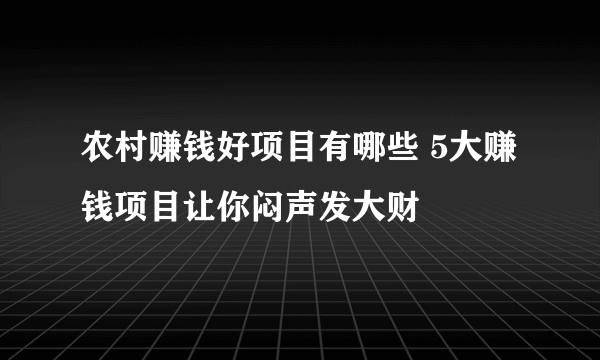 农村赚钱好项目有哪些 5大赚钱项目让你闷声发大财