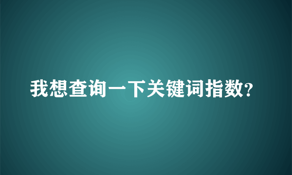 我想查询一下关键词指数？