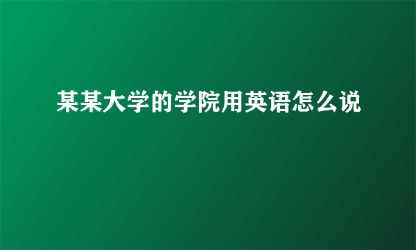 某某大学的学院用英语怎么说