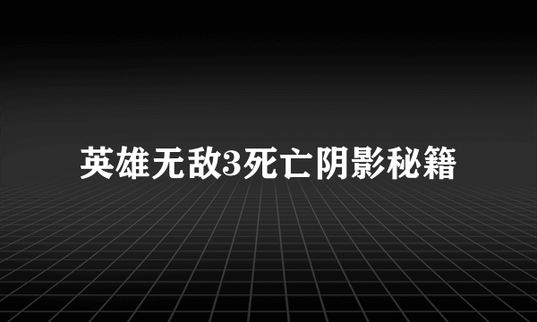 英雄无敌3死亡阴影秘籍