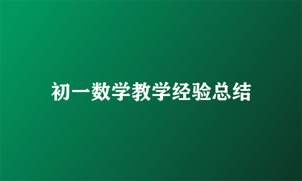 初一数学教学经验总结