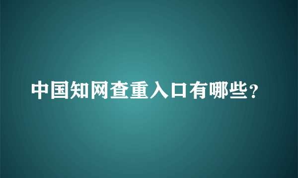 中国知网查重入口有哪些？