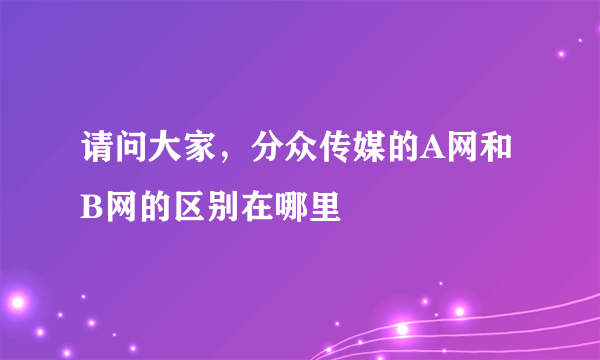 请问大家，分众传媒的A网和B网的区别在哪里