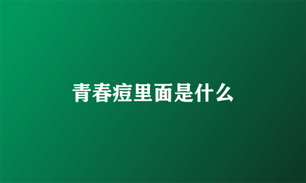 青春痘里面是什么