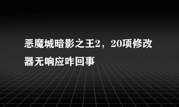 恶魔城暗影之王2，20项修改器无响应咋回事