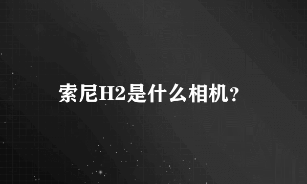 索尼H2是什么相机？