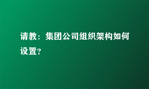 请教：集团公司组织架构如何设置？