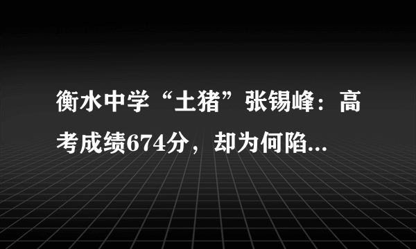 衡水中学“土猪”张锡峰：高考成绩674分，却为何陷入舆论之中？