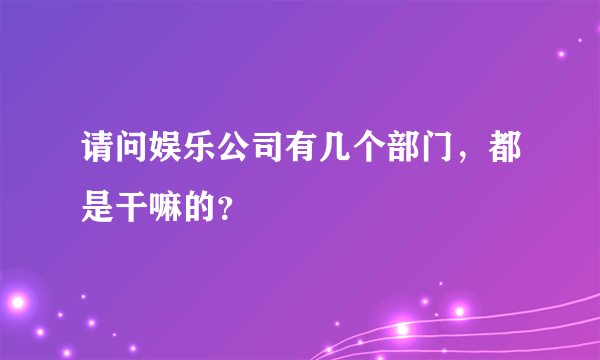 请问娱乐公司有几个部门，都是干嘛的？