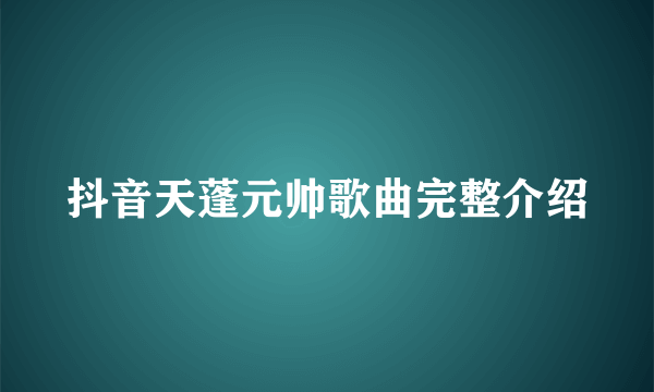 抖音天蓬元帅歌曲完整介绍