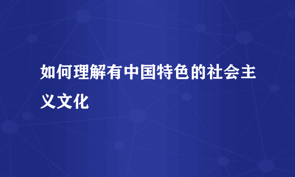 如何理解有中国特色的社会主义文化