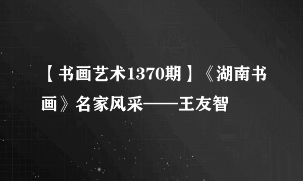 【书画艺术1370期】《湖南书画》名家风采——王友智