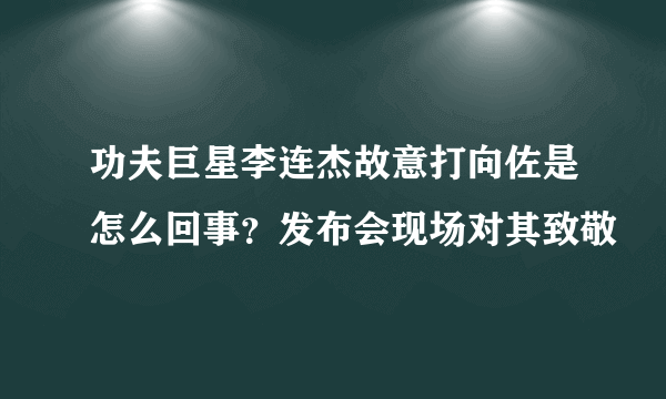 功夫巨星李连杰故意打向佐是怎么回事？发布会现场对其致敬