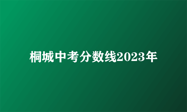 桐城中考分数线2023年