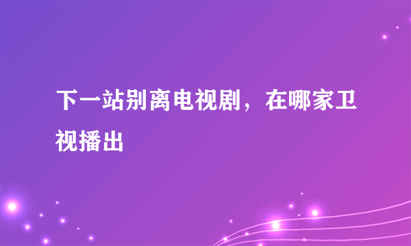 下一站别离电视剧，在哪家卫视播出