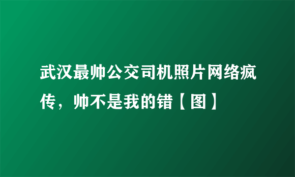 武汉最帅公交司机照片网络疯传，帅不是我的错【图】