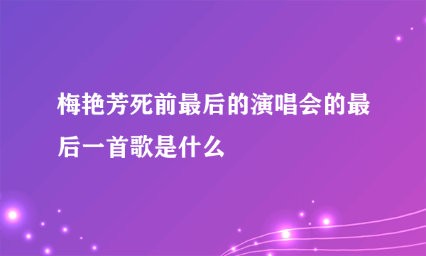 梅艳芳死前最后的演唱会的最后一首歌是什么